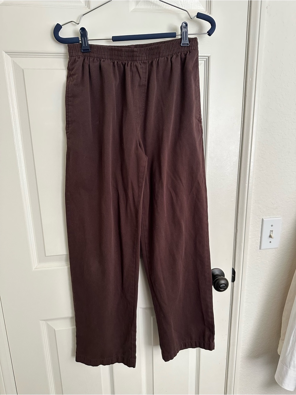 Basic Editions Elastic Waist Casual Dark Brown Pants Size S